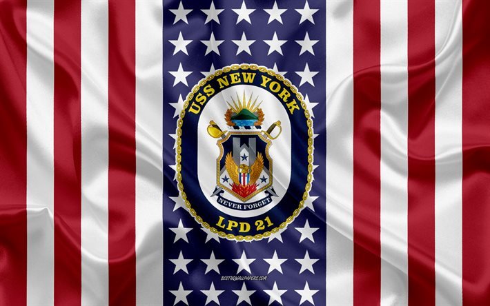 USS New York Emblem, LPD-21, American Flag, US Navy, USA, USS New York Badge, US warship, Emblem of the USS New York