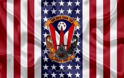 USS Ohio Emblem, SSGN-726, American Flag, US Navy, USA, USS Ohio Badge, US warship, Emblem of the USS Ohio
