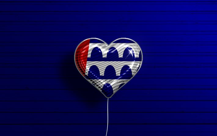 I Love Des Moines, Iowa, 4k, realistic balloons, blue wooden background, american cities, flag of Des Moines, balloon with flag, Des Moines flag, Des Moines, US cities