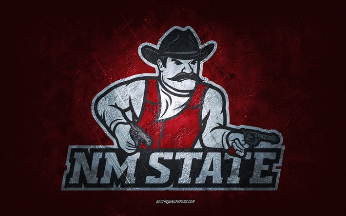 new mexico state aggies, american-football-team, roter hintergrund, new mexico state aggies-logo, grunge-kunst, ncaa, american football, usa, new mexico state aggies-emblem