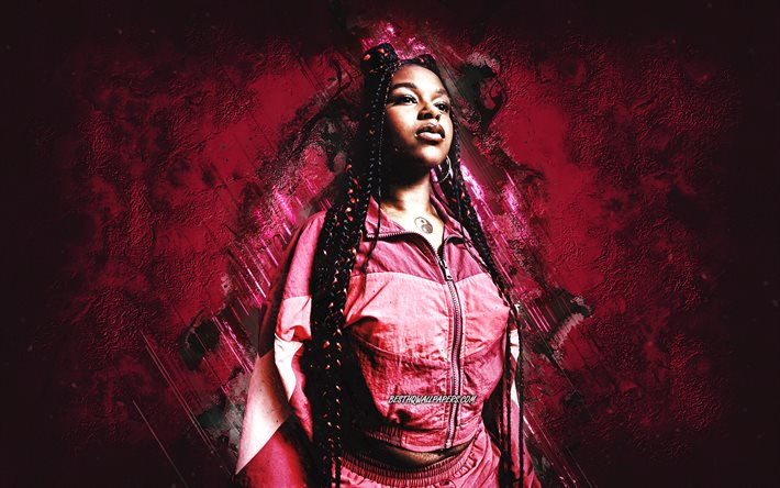 Nadia Rose, rapper britannico, sfondo di pietra rossa, arte di Nadia Rose, rapper popolari