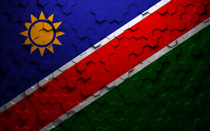 Namibias flagga, bikakekonst, Namibias hexagonsflagga, Namibia, 3d-hexagons konst