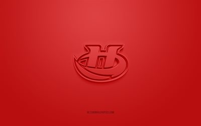 Lethbridge Hurricanes, creative 3D logo, red background, 3d emblem, Canadian hockey team club, WHL, Lethbridge, Canada, 3d art, hockey, Lethbridge Hurricanes 3d logo