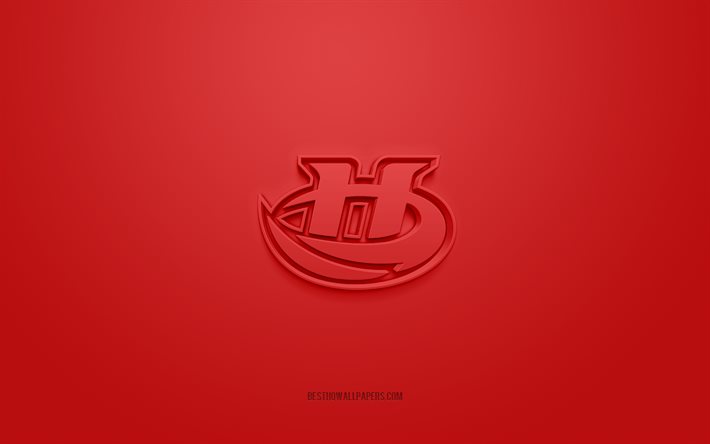 Lethbridge Hurricanes, logo 3D cr&#233;atif, fond rouge, embl&#232;me 3d, club de l&#39;&#233;quipe canadienne de hockey, WHL, Lethbridge, Canada, art 3d, hockey, logo 3d Lethbridge Hurricanes