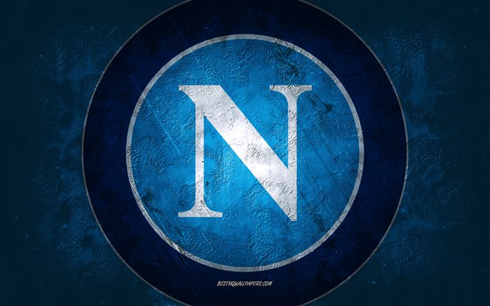 SSCナポリ, イタリアのサッカーチーム, 青い背景, SSCナポリのロゴ, グランジアート, セリエA, フットボール。, イタリア, SSCナポリエンブレム