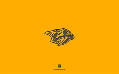 Nashville Predators, équipe de hockey américaine, fond de pierre jaune, logo des Nashville Predators, art grunge, LNH, hockey, USA, emblème des Predators de Nashville