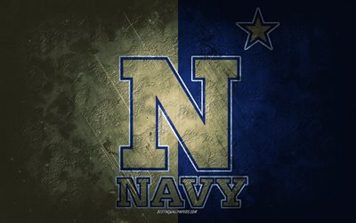 Navy Midshipmen, amerikansk fotbollslag, brun bakgrund, Navy Midshipmen-logotyp, grunge konst, NCAA, amerikansk fotboll, USA, Navy Midshipmen emblem
