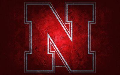 Nebraska Cornhuskers, squadra di football americano, sfondo rosso, logo Nebraska Cornhuskers, arte grunge, NCAA, football americano, USA, emblema Nebraska Cornhuskers