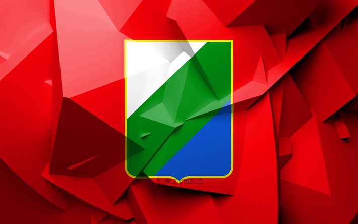 4k, Flag of Abruzzo, geometric art, Regions of Italy, Abruzzo flag, creative, italian regions, Abruzzo, administrative districts, Abruzzo 3D flag, Italy