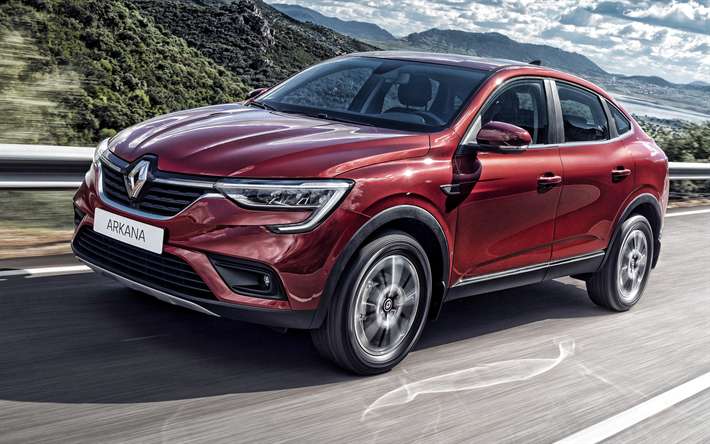Renault Arkana, 2020, front view, sports crossover, exterior, new red Arkana, french cars, Renault