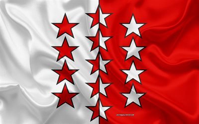 Lipun Valais, 4k, sveitsin canton, silkki lippu, silkki tekstuuri, Kantonin Valais, Sveitsi, symbolit, Valais lippu, Euroopassa