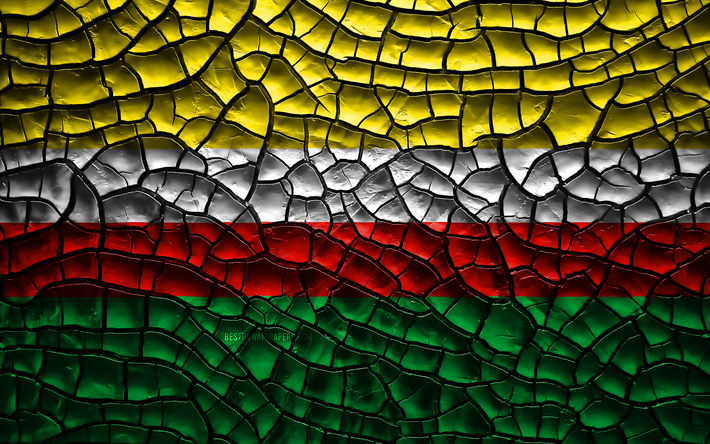 Flagga Lubusz, 4k, polska voivodeships, sprucken jord, Polen, Lubusz flagga, 3D-konst, Lubusz, Voivodeships av Polen, administrativa distrikt, Lubusz 3D-flagga, Europa