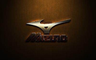 Mizuno paillettes logo, cr&#233;atif, bronze, m&#233;tal, fond, Mizuno, logo, marques