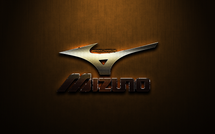 Mizuno glitter logo, creative, bronze metal background, Mizuno logo, brands, Mizuno