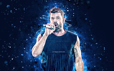Ricky Martin, 4k, 2020, cantante Puertorrique&#241;o, azul luces de ne&#243;n, las estrellas de la m&#250;sica, creativo, Enrique Martin Morales, american celebridad, Ricky Martin 4K