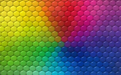 colorido mosaico 4k, arco-&#237;ris mosaico, colorido paralelogramos, a arte abstrata, padr&#245;es de mosaico, fundos coloridos, Texturas 3D, mosaico de texturas, fundo com mosaico, paralelogramos padr&#245;es, mosaico colorido