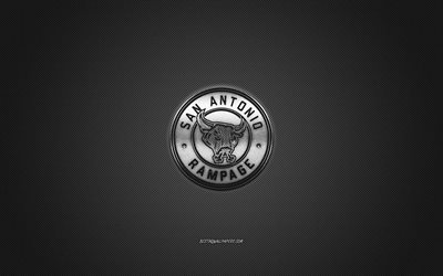 San Antonio Rampage Américaine de hockey club, AHL, logo argenté, gris en fibre de carbone de fond, le hockey, San Antonio, Texas, etats-unis, San Antonio Rampage logo
