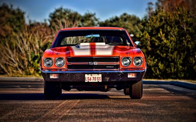 Chevrolet Chevelle SS, front view, 1968 cars, retro cars, 1968 Chevrolet Chevelle, muscle cars, american cars, Chevrolet