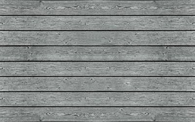 グレーの木板, 4k, 水平板, 灰色の木製の質感, 木材, 木製の質感, 木の背景, 灰色の木製ボード, 木板, グレー背景