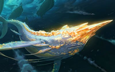 Golden Narwhal, MOBA, whale, League of Legends, 2020 games, Legends of Runeterra, artwork, Golden Narwhal League of Legends