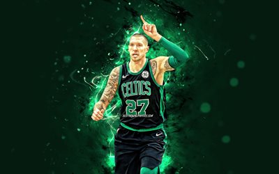 Daniel Theis, 2020, 4k, Boston Celtics, NBA, basketball, green neon lights, USA, Daniel Theis Boston Celtics, creative, Daniel Theis 4K