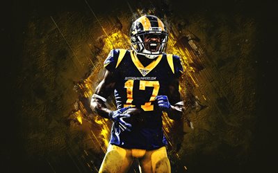 Robert Woods, NFL, Los Angeles Rams, american football, portrait, yellow stone background, National Football League