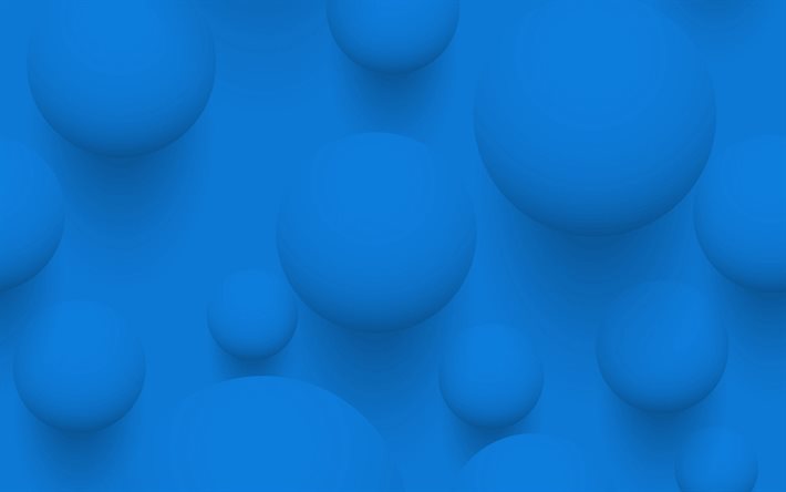 azul 3d bolas, 3d azul de fundo, bolas de fundo azul, 3d bolas, fundo azul com bolas