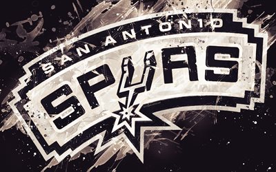 San Antonio Spurs, 4k, grunge arte, logotipo, american club de baloncesto, las gotas de pintura, de la NBA, con el emblema de San Antonio, Texas, estados UNIDOS, de baloncesto, de la Conferencia Oeste, Asociaci&#243;n Nacional de Baloncesto