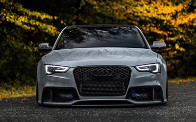 Audi A6, 2018, front view, tuning A6, exterior, new gray A6, small Ride height, German cars, Audi