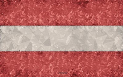 Bandeira da &#193;ustria, 4k, arte geom&#233;trica, abstra&#231;&#227;o, arte criativa, &#193;ustria, Europa, Austr&#237;aco bandeira