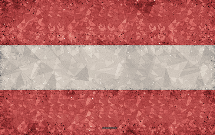 旗オーストリア, 4k, 幾何学的な美術, 抽象化, 【クリエイティブ-アート, オーストリア, 欧州, オーストリア国旗