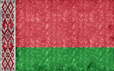 Bandiera della Bielorussia, 4k, arte geometrica, astrazione, arte creativa, la Bielorussia, la bandiera della bielorussia