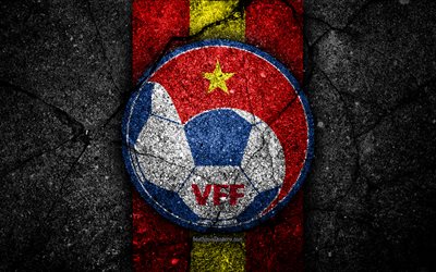 4k, Vietnam football team, logo, AFC, football, asphalt texture, soccer, Vietnam, Asia, Asian national football teams, Vietnamese national football team