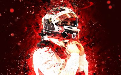 4k, Charles Leclerc, arte astratta, Formula 1, F1, Sauber 2018, Alfa Romeo Sauber F1 Team, Leclerc, luci al neon, Formula Uno, Sauber