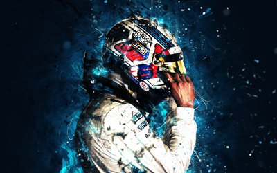 4k, Sergei Sirotkin, abstrakti taide, Formula 1, F1, Williams 2018, Williams Martini Racing, Sirotkin, neon valot, Formula, Williams