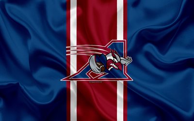 Montreal Alouettes, 4k, logo, silk texture, Canadian football team, CFL, emblem, blue red silk flag, Montreal, Quebec, Canada, Canadian Football League