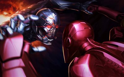 4k, thanos vs iron man, superhelden -, kampf -, marvel contest of champions, thanos, iron man