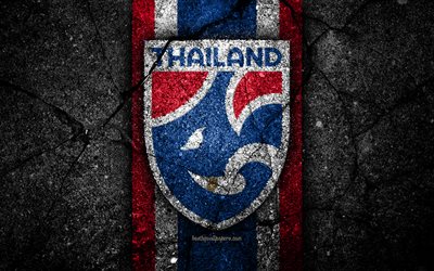 4k, Thailandia squadra di calcio, logo, AFC, calcio, asfalto texture, Tailandia, Asia, Asiatico squadre nazionali di calcio, Thai squadra nazionale di calcio
