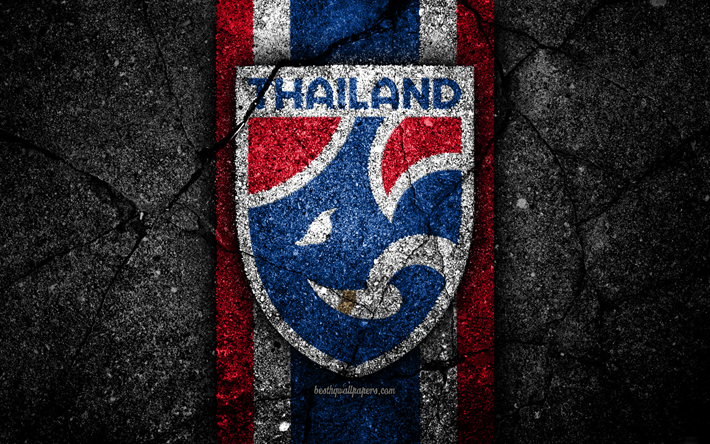 4k, تايلاند لكرة القدم, شعار, الاتحاد الآسيوي, كرة القدم, الأسفلت الملمس, تايلاند, آسيا, الآسيوية فرق كرة القدم الوطنية, التايلاندية الوطني لكرة القدم