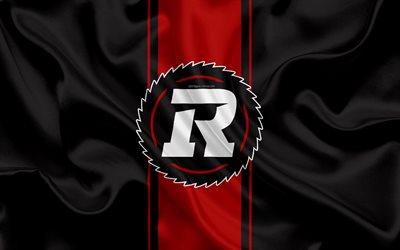 Ottawa Redblacks, 4k, logo, silkki tekstuuri, Kanadalainen jalkapallo joukkue, CFL, tunnus, musta ja punainen silkki lippu, Ottawa, Ontario, Kanada, Canadian Football League