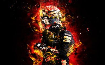Bir 2018 4k, Max Verstappen, soyut sanat, Formula 1, F1, Red Bull Yarış, Aston Martin Red Bull Racing, Verstappen, neon ışıkları, Form&#252;l, Red Bull F1 Racing