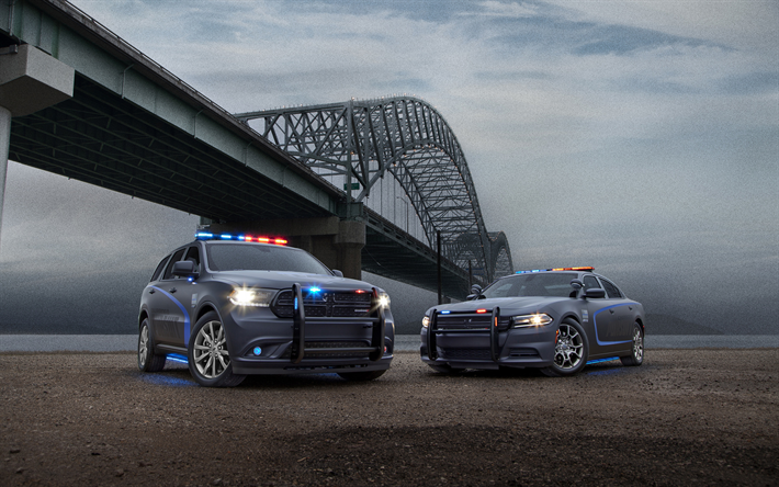 El Dodge Charger, Dodge Durango, coches de polic&#237;a, 2018, los coches, la oscuridad, el Dodge