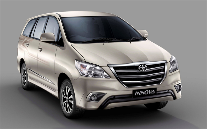 Toyota Innova, 4k, Japanese minivan, exterior, front view, silver Innova, Japanese cars, Toyota