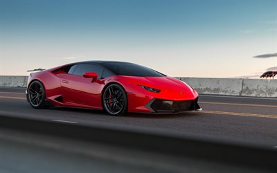 Lamborghini Huracan, Novara, 2018, Vorsteiner, red supercar, sports coupe, tuning Huracan, black wheels, new red Huracan, Italian sports cars, Lamborghini