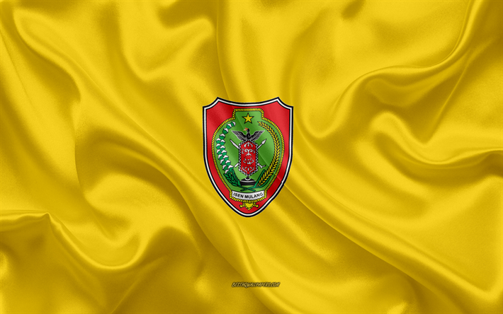 Bandiera del Kalimantan Centrale, 4k, seta, bandiera, provincia dell&#39;Indonesia, texture, Kalimantan, Indonesia, Kalimantan Centrale Provincia