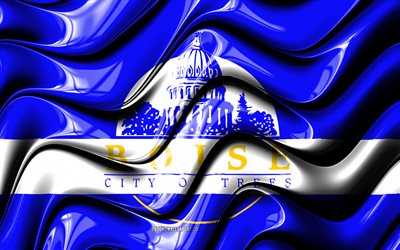 Boise drapeau, 4k, les villes des &#201;tats-unis, Idaho, art 3D, Indicateur de Boise, &#233;tats-unis, la Ville de Boise, dans les villes am&#233;ricaines, Boise 3D drapeau, villes des &#233;tats-unis, Boise