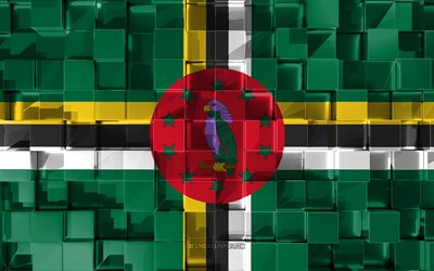 Flag of Dominica, 3d flag, 3d cubes texture, Flags of North America countries, 3d art, Dominica, North America, 3d texture, Dominica flag