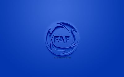 Andorra national football team, creative 3D logo, blue background, 3d emblem, Andorra, Europe, UEFA, 3d art, football, stylish 3d logo