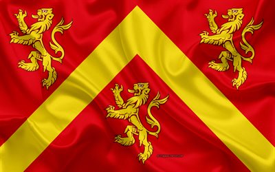 Flag of Anglesey, 4k, silk flag, Anglesey flag, silk texture, Counties of Wales, Anglesey, Wales, United Kingdom