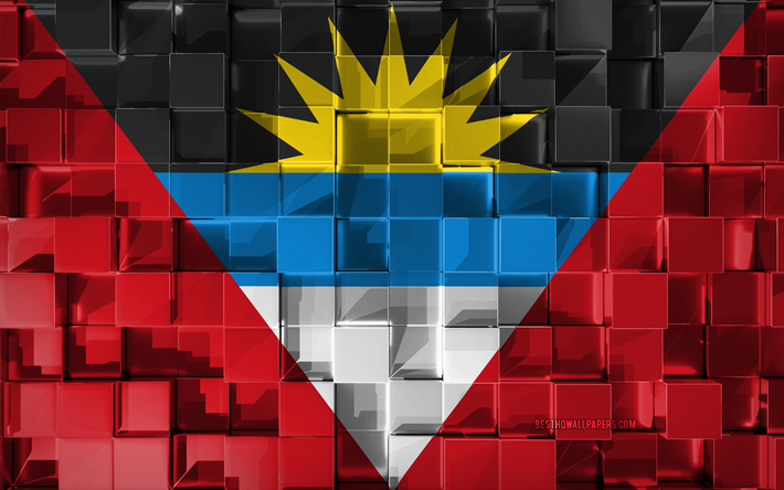 Antigua ve Barbuda bayrağı, 3d Bayrak, 3d k&#252;pleri, doku, Kuzey Amerika &#252;lkelerinin Bayrakları, 3d sanat, Antigua ve Barbuda, Kuzey Amerika, 3d doku